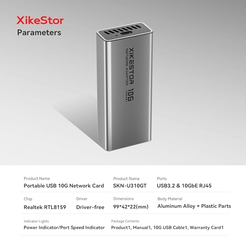 USB C 10G Ethernet Adapter USB to 10Gb RJ45 Network Card | Realtek RTL8159, compatible with Thunderbolt 3/4/5, fanless aluminum cooling, low power for laptop, PC, NAS, Windows