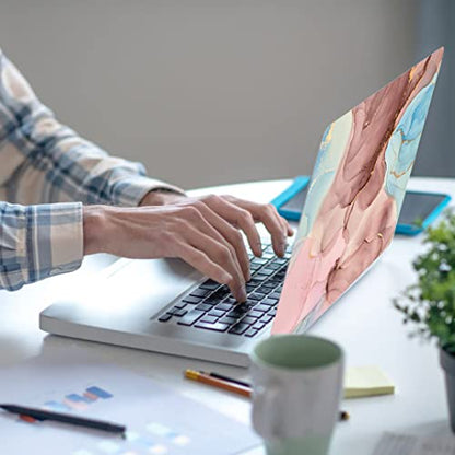 Laptop Skin Sticker Decal,13.3" 14" 15" 15.4" 15.6 inch Laptop Universal Vinyl Skin Sticker Cover,Dustproof Waterproof Reusable Art Decal Protector with Free 2 Wrist Pads (Marble 16) - color: Marble 16
