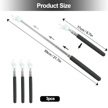 3Pcs Telescopic Teachers Pointer, Extendable Hand Pointer Finger Pointer Stick, Mini Retractable Classroom Pointer for Elementary School Kindergarten Teacher,Classroom Supplies (Black) - size: 3 PCS