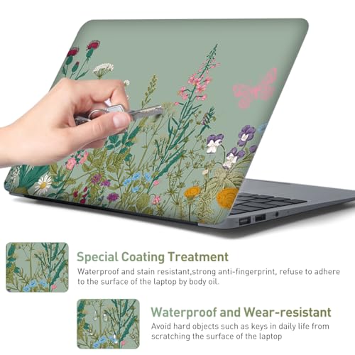 15-15.6 inches Netbook Laptop Skin Sticker Decal Reusable Cover Protector for 11.6 12 13 13.3 14 15 15.4 Notebook Chromebook PC, Scratch-Resistant Waterproof I Sage Green Wildflower Blooms - color: Sage Green Wildflower Blooms