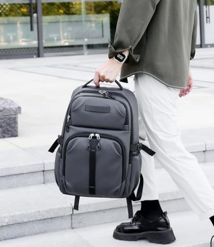 Casual laptop backpack, college backpack, water-resistant, suitable for work, travel, commuting, Daily.(Grey) - color: Grey
