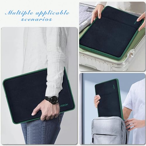 Hseok Laptop Case 13.3 14 inch Sleeve with Additional Case Compatible with MacBook Pro/Neo 14 inch M5/M4/M3/M2/M1 All Model of 13.3 Inch Mac Air/Pro, XPS 13 14 and More 13.3"-14" Notebooks,Bk-Green - color: Black-green
