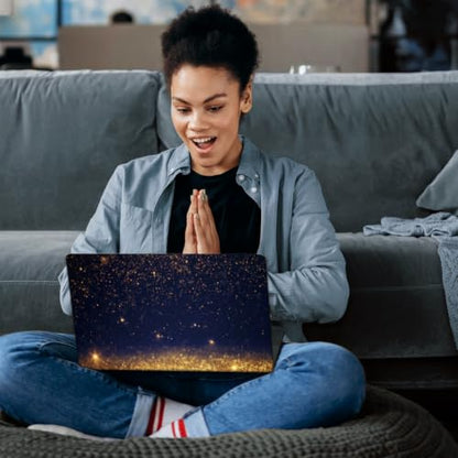 SUPERDANT 3 Pcs Laptop Skin Sticker Cover Decal Golden Sequin Sparkling Spots PVC Waterproof Scratch-Resistant Trim-to-Fit for 12-15.6 Inch Notebook Wrap Personalize Gift 15x10.6in