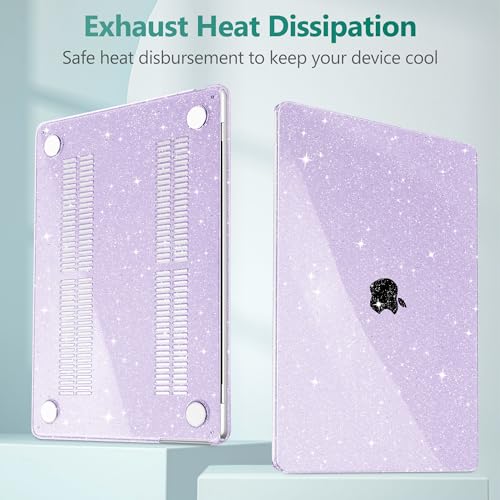 May Chen Case for MacBook Air 13/13.6-inch (M5/M4/M3/M2, 2022-2026 Models A3449 A3240 A3113 A2681), Lightweight | Closes Seamlessly | Ideal for Work Hard Shell Case, Purple Glitter - color: Purple Glitter