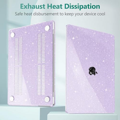 May Chen Case for MacBook Air 13/13.6-inch (M5/M4/M3/M2, 2022-2026 Models A3449 A3240 A3113 A2681), Lightweight | Closes Seamlessly | Ideal for Work Hard Shell Case, Purple Glitter - color: Purple Glitter