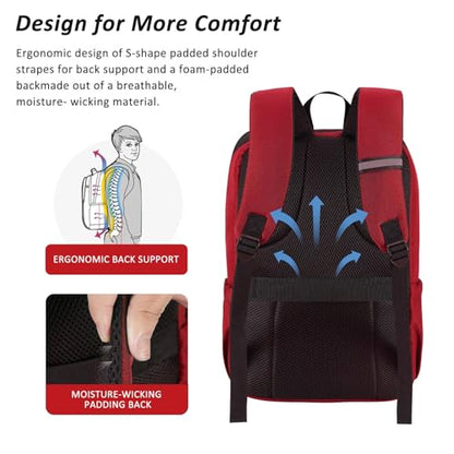 MAXTOP Deep Storage Laptop Backpack Business Anti-theft Backpacks[Water Resistant] College Computer Bookbag Fits 16 Inch Laptop - color: Red, size: 15.6 inch, style: Daypack Backpacks