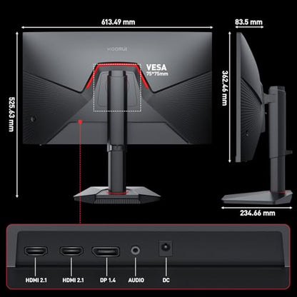 KOORUI 27" 4K Gaming Monitor - Dual Mode UHD 160Hz or FHD 320Hz, Fast IPS 1ms, FreeSync Premium & G-SYNC Compatible, HDMI 2.1/DP 1.4, HDR400, Height/Pivot/Tilt Adjustable, PC & Console Ready, G2741L - size: 27" Dual Mode (4K 160Hz / FHD 320Hz)