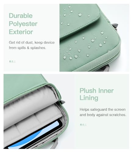 MoKo 9-11 Inch Tablet Sleeve Bag Handle Carrying Case with Shoulder Strap | Fits iPad Pro/Air/A16 11-inch, iPad 10th 10.9, iPad 9/8/7th 10.2, iPadAir 5/4th 10.9 and Tab S8/S9 11-inch, Cyan - color: Dark Green, size: 9-11 inch