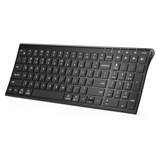 iClever BK10 SE Bluetooth Keyboard for Mac, Slim Full-Size Keyboard, Black | 3-Device Bluetooth Switching, Quiet Typing, Mac-Style Layout with Numeric Keypad, USB-C Rechargeable for Laptop Tablet and PC - color: Black
