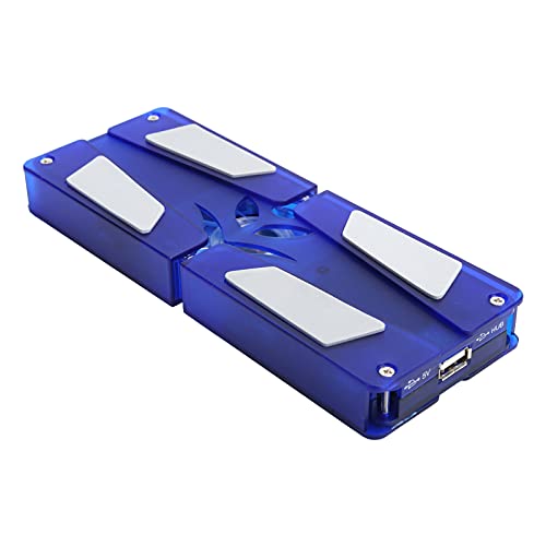 Laptop Cooling Pad Fan, Blue | Transparent Single Blue LED Light, 2.0 USB HUB, Portable Foldable DR-2008H, Sturdy Durable ABS Material