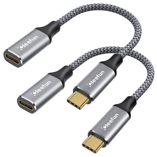CLEEFUN Short USB-C Extension Cable (1ft, 2-Pack), USB-C Male to Female, 10Gbps Data & 4K Video Sync, 100W Fast Charging for Laptop, Tablet, Phone - color: Grey, size: 1ft