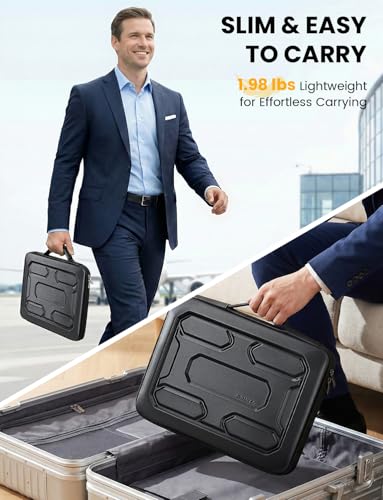 DOMISO Laptop Hard Case 17-17.3 inch Waterproof Shockproof Hard Shell Laptop Sleeve with Handle & Storage Pocket, Compatible with MacBook, HP, Dell, Black - color: Black, size: 17.3 inch