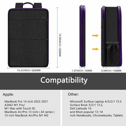 Slim & Expandable Laptop Backpack Water Resistant Backpack Travel Backpack Compatible with MacBook Air/Pro/Neo 13-14 inch, XPS 13/14, Surface 13.5" and Most 13-14 Notebooks，B01PU01 - color: B01pu01, size: 13"-14"
