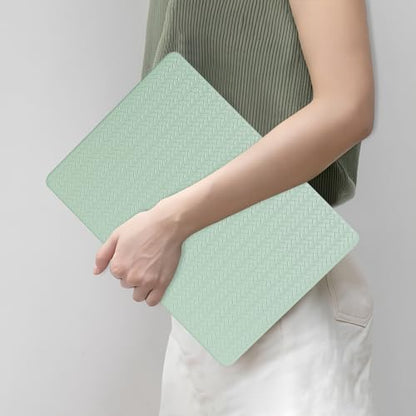 DTangLsm for MacBook Air 13 inch Case 2026 2025-2022 M5 A3449 M4 A3240 M3 A3113 M2 A2681, Woven Textured Leather Hard Shell Cover for MacBook Air 13.6 Case with Logo Cutout & Keyboard Cover, Green - color: #Woven Green