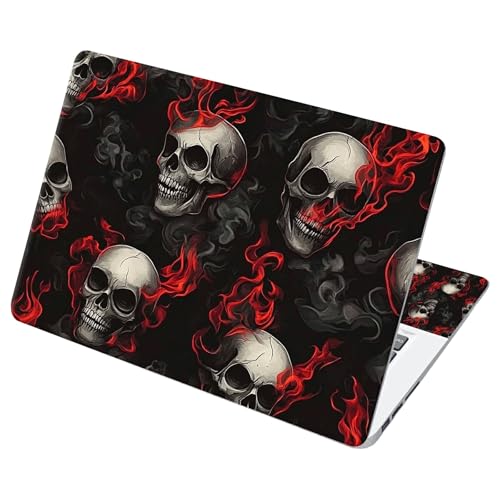 Universal Laptop Skin Sticker with 2 Wrist Pad Decals, 3-Piece Removable Vinyl Laptop Cover, Dark Skull Fire Waterproof Anti-Scratch, Easy-Trim Fit for 13.3" 14" 15.6" Laptops - color: Dark Skull Fire