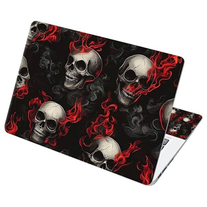 Universal Laptop Skin Sticker with 2 Wrist Pad Decals, 3-Piece Removable Vinyl Laptop Cover, Dark Skull Fire Waterproof Anti-Scratch, Easy-Trim Fit for 13.3" 14" 15.6" Laptops - color: Dark Skull Fire