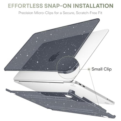 May Chen Compatible with MacBook Neo 13 inch Case 2026 Model A3404, Plastic Hard Shell,Keyboard Cover,Screen Protector,Dust Plug, for MacBook Neo 13" with A18 Pro Chip, Glitter Black - color: Glitter Black