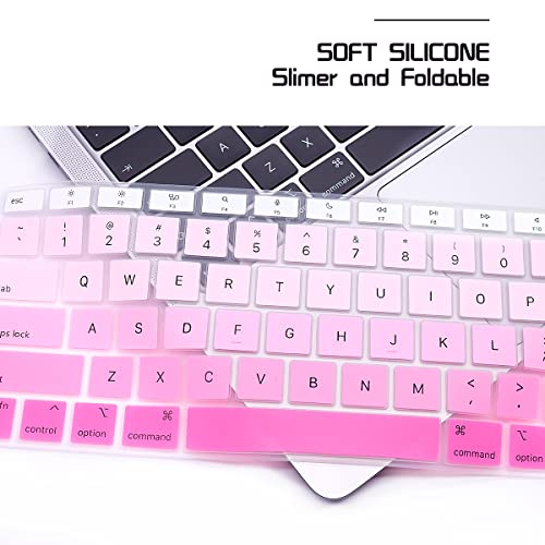 HRH English US Keyboard Cover Skin for MacBook Air 13 A2337 2020 | M1 Chip Processor with Touch ID,Precise Fit,Dust Proof,Waterproof,Durable,Smooth Touch,Keyboard Accessories,Ombre Pink - color: Ombre pink