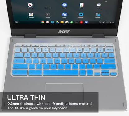 Keyboard Cover for Acer Chromebook Spin 11 311 CP311 511 512/Chromebook R11 CB3-131 CB3-132 CP311 C738T C733 CB5-132T/Chromebook Spin 713 CP713 R13 CB5-312T/Acer Chromebook 14 15 -Ombre Blue - color: Ombre Blue