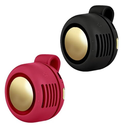 Portable Clip-On Fan, Mini USB Rechargeable 360° Rotatable Fan, Personal Fan 3-Speed Silent Mini Bladeless Fans (2 pack(Black+Red)) - color: 2 pack(Black+Red)