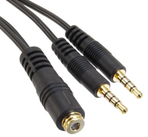 CablesOnline 3.5mm TRRS Female to Dual TRRS Male Stereo 4-Pole Splitter Cable, IP-Y03
