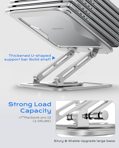 LOXP Adjustable Laptop Stand, Computer Stand with 360 Rotating Base | Ergonomic Laptop Riser Mount for Desk Foldable Protable Computer Desk Fits with MacBook Pro Air - color: White