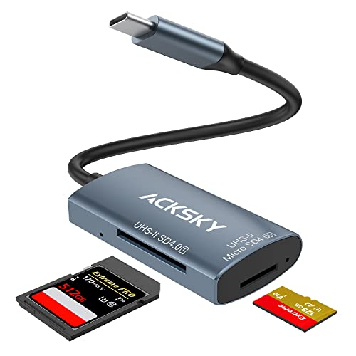 USB-C 4.0 Card Reader - Supports SD/SDHC/SDXC & Micro SDHC/SDXC/MMC UHS-I/II, for iPhone, iPad, MacBook Pro & Samsung S22