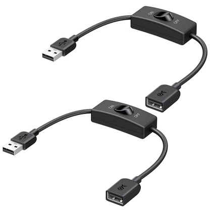Cable Matters 2-Pack USB On Off Switch, USB Power Switch, 1ft | Supports Data and Power, USB-A Extension Cable with On/Off Switch - size: 1 ft