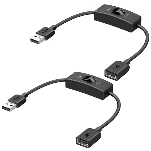 Cable Matters 2-Pack USB On Off Switch, USB Power Switch, 1ft | Supports Data and Power, USB-A Extension Cable with On/Off Switch - size: 1 ft