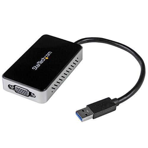 StarTech.com USB 3.0 to VGA Adapter with 1 Port USB Hub - 1920x1200 - External Video & Graphics Card - Dual Monitor Display Adapter - Supports Windows (USB32VGAEH)
