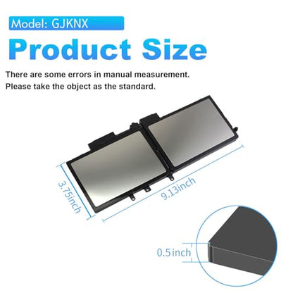 GJKNX 7.6V 68WH Battery Replacement for Dell Latitude 5480 5580 5490 5491 | 5580 5590 5591 5280 5288 5488 5491 5495 E5480 E5580 E5490 E5590 Precision 3520 3530 Series GD1JP 0GD1JP DY9NT 5YHR4 451-BBZG - size: 9.13*3.75*0.5inch GJKNX