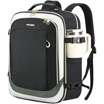 KROSER Laptop Backpack Computer Backpack 17 Inch Men-Beige/Black/Army Green | 40L Large Laptop Water-Repellent Travel Backpack Casual Daypack for Business/College/Women - color: Beige/Black/Army Green