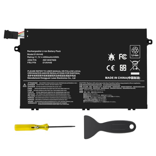 45Wh 01AV448 Battery for Lenovo ThinkPad E480 E490 E485 E495 E580 E585 E590 E595 E14 E15 Series SB10K97606 SB10K97608 L17M3P51 SB10K97609 01AV445 01AV446 01AV447 L17L3P51 L17C3P51 L17M3P52 11.1V - size: 7.15x4.27x0.24inch 01AV448