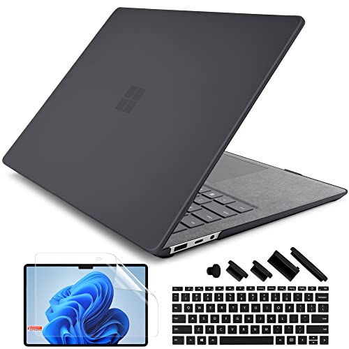 Batianda Premium Protective Case for 13.5 inch Microsoft Surface Laptop 5 4 3 with Alcantara Palm Rest - Slim Design with Superior Impact Resistance & Keyboard Cover & Screen Protector, Matte Black - color: Matte Black, size: with Alcantara Palm Rest