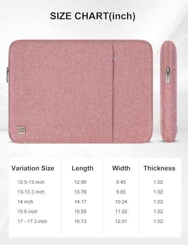 DOMISO Laptop Case Laptop Sleeve Cover Compatible with 15 inch MacBook Air M4/A3241 2025, M3/A3114,M2/A2941,15 inch MacBook Pro A1990 A1707,Compatible with Dell XPS 15 Plus with Pocket, Pink - color: Pink, size: 14 inch