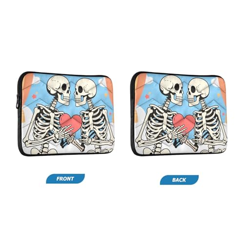 Cartoon Skulls Light Blue 15-16 Inch Quilted Laptop Sleeve Case Soft Notebook Protector Bag Computer Carrying Case - color: Cartoon Skulls Light Blue, size: Large