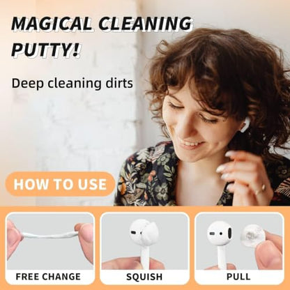 MOLOPPO Cleaning Putty, Cleaner Kit for Airpods, Phone Cleaning Kit (White) | Remove Ear Wax & Dirt & Gunk from Device's Small Crevices, for Airpods Charging Case/Headphones/Electronics - color: B1-White