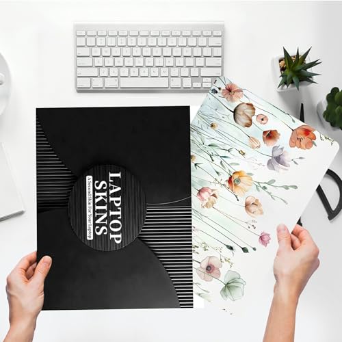 Universal Laptop Skin Sticker with 2 Wrist Pad Skins, Waterproof Scratch Resistant Vinyl Laptop Cover Decal, Cut to Fit for 11–15.6 Inch MacBook HP Dell Lenovo, Wild Flowers - color: Wild Flowers