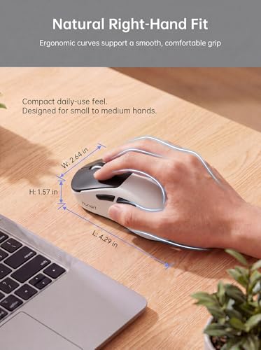 hunart H6 49g Wireless Mouse, Bluetooth & 2.4GHz, Rechargeable, Black＆White | Silent Clicks, USB-C Charging, Two Ways to Connect, Lightweight Right-Hand Ergonomic Comfort, For Laptop, Computer, Mac - color: Black and White