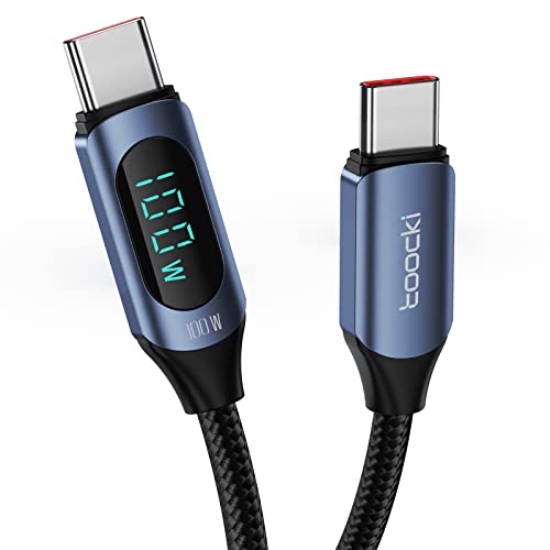 6.6ft USB C to USB C Cable 100w, 100w USBC Cable with Real-Time USB C Cable with Display, 5A High Wattage USB C Cable Nylon Braided Fast Charging Cable Compatible with lPhone 15/16/17, Macbook Pro - color: Blue, size: 6.6FT USB C to USB C Cable(100W/5A)