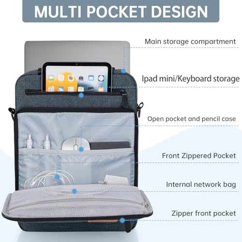 TORIBIO 13 Inch Tablet Sleeve Bag Padded Protective Travel Carrying Case | Fits 13" iPad Air M4 M3 M2, iPad Pro M5 M4 M2 M1, Samsung Galaxy Tab S9 FE+/S9+/S8+/S7 FE/S7+ 12.4" Surface Laptop Go 12.4" - color: Blue, size: 12.9 Inch