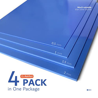 4 Pack Thermal Pad, 100 x 100 mm x [0.5 mm + 1 mm + 1.5 mm + 2 mm] Silicone Cooling Pad 6 W/m.K GPU Non Conductive Heat Resistance Extreme Odyssey Cover for Laptop Heatsink CPU GPU SSD IC LED Cooler - color: 6W Blue, size: 100x100mm-4 Pack