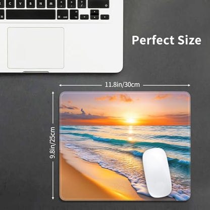 Beach Sunset Gaming Computer Keyboard Cute Mouse Pad with Anti-fray Stitching, Premium-Textured Alfombrilla para Mouse with Non-Slip Rubber Base, 10 x 12 inch - color: Beach Sunset