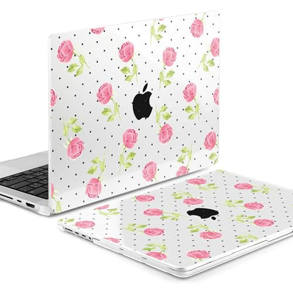 MEEgoodo Case for MacBook Pro 16 inch 2026 2024 2023 2021,Laptop Shell Compatible with M5 M4 M3 M2 M1 Pro/Max Chip,Fit Model A3429/A3428/A3403/A3186/A2991/A2780/A2485,Watercolor Roses&Polka Dots - color: Watercolor Roses&Polka Dots