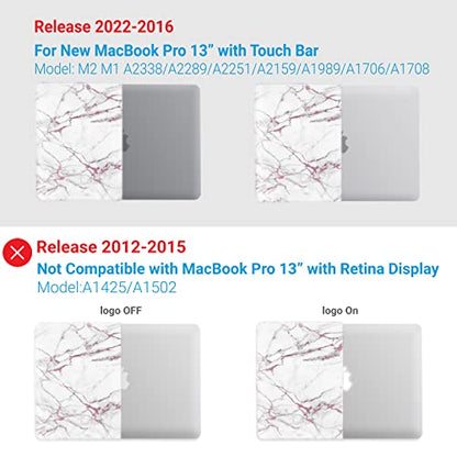 IBENZER Compatible with MacBook Pro 13 Inch Case M2 M1 2026 2025 2024 2023 2022 A2338 A2289 A2251 A2159 A1989 A1706 A1708, Hard Shell Case & Keyboard Cover for Mac Pro 13, Pink Marble, T13PKMB+1 - color: Pink Marble