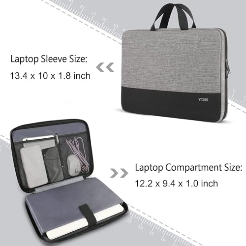 Ytonet Laptop Sleeve Case 13 13.3 Inch, TSA Slim Laptop Case with Handle | Compatible with MacBook Neo, Air, Pro HP Dell Notebooks, TSA, Slim, Water Resistant, Business Travel Carrying Cover, Grey - color: Grey, size: 13-13.3 in