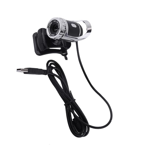Webcam with Built in Microphone, 0 Pixels HD Rotatable Camera for PC Laptop, 360 Degree Rotation with Adjustable Stand, Silver - color: Silver