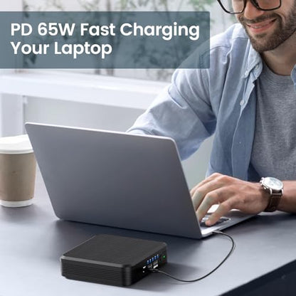Portable Laptop Power Bank 100W AC Outlet, 72Wh/20000mAh with 65W PD USB C Portable Laptop Charger, External Battery Pack for MacBook, Notebooks, Laptops