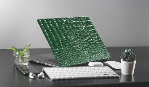 Compatible for MacBook Air 15 Inch Case 2026 M5, 2023-2025 M4/M3/M2 A3448 A3241 A3114 A2941, Elegant Luxury Crocodile Aligator Skin Snakeskin PU Leather Hardshell & Keyboard Cover, Emerald Green - color: # Shiny Green Crocodile