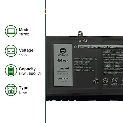 TN70C Laptop Battery Replacement for Dell Inspiron 5320 5630 Vostro 5320 Series Notebook 0JGCCT JGCCT 0N9XX1 N9XX1 Black 15.2V 64Wh 4000mAh - size: 13.5*5.1*1.4inch TN70C